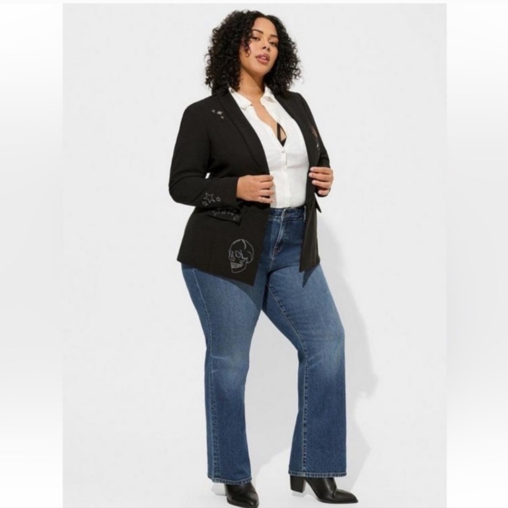 Torrid Black Blazer with Embroidered Accents (Item #120) - Picture 9 of 15